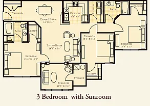 Floor plan 3 Bedroom Sunroom