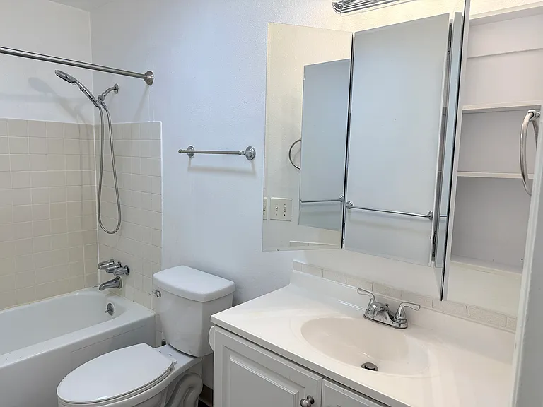Featuring a medicine cabinet for extra storage space.