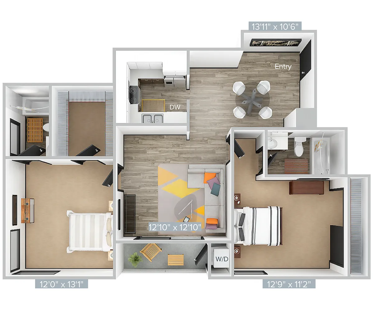 Floor plan Q_2B2B_877SF_216-Premier