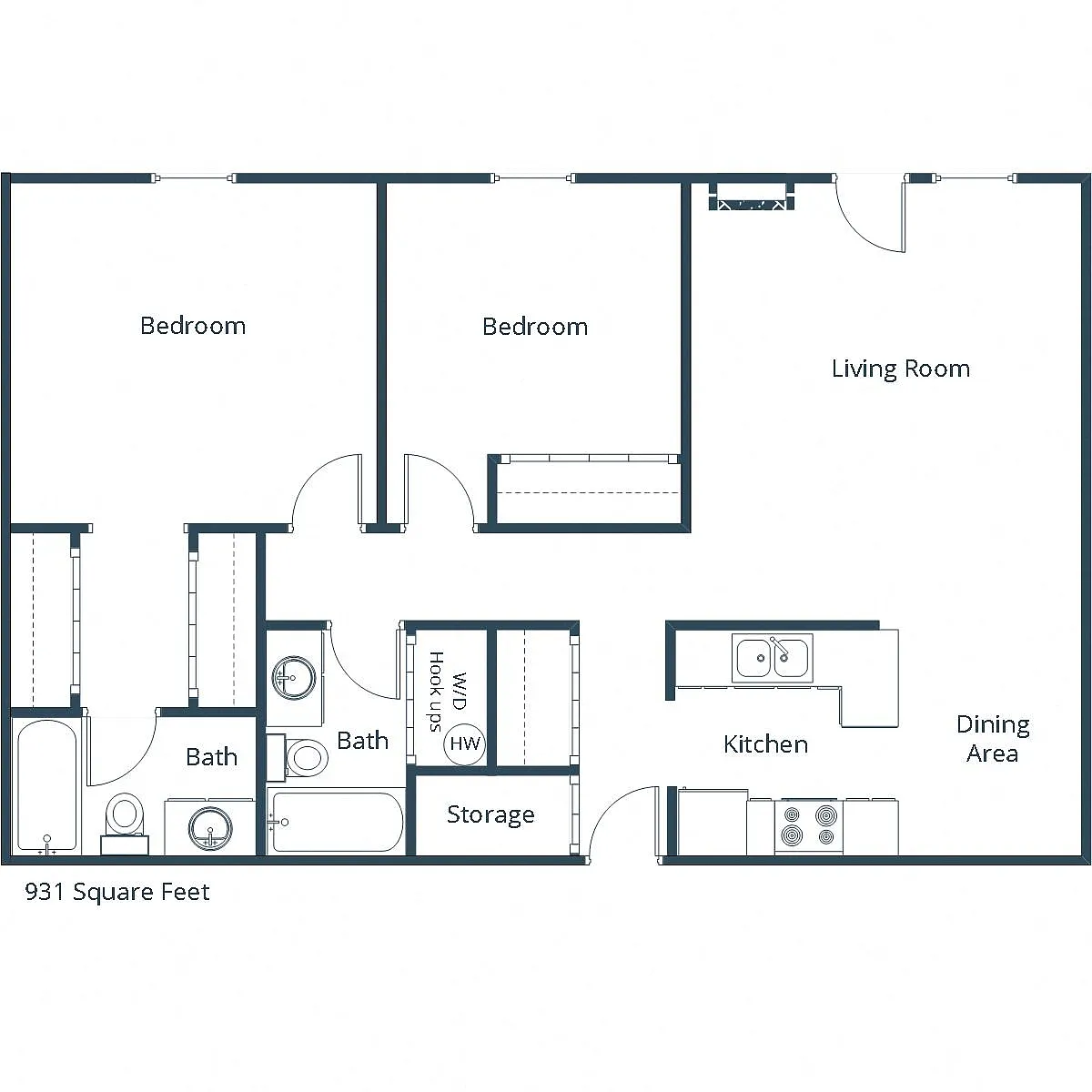 Floor plan Two Bedroom 22A