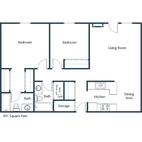 Floor plan Two Bedroom 22A