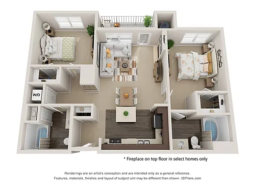 Floor plan B2: 2 Bed 2 Bath