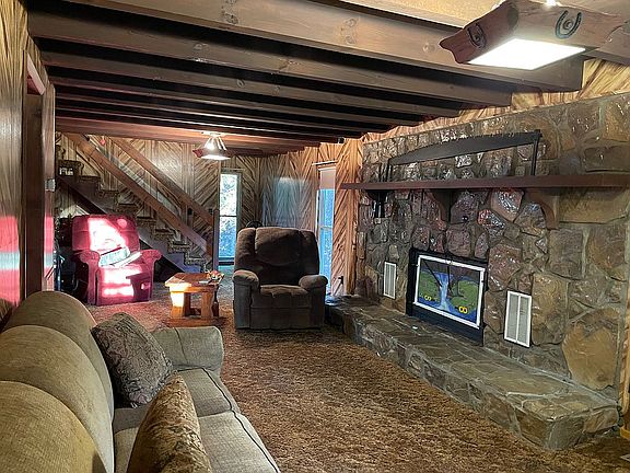 Living room with fireplace.