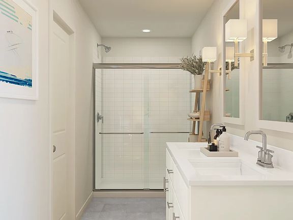 Primary bath with chrome glass shower enclosure