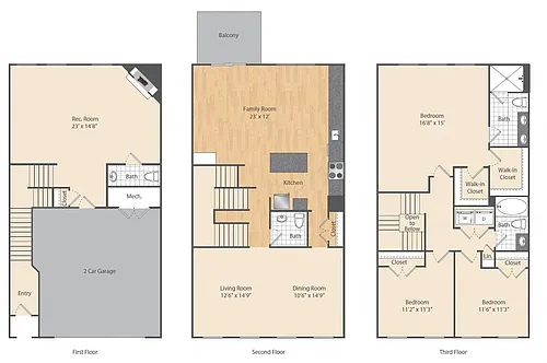 Floor plan 3 Bed/2.5 Bath Townhome-C2TH