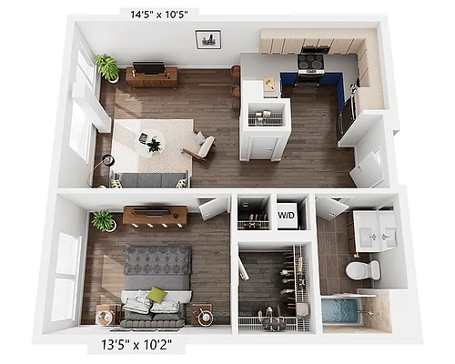 Floor plan One Bedroom A1T