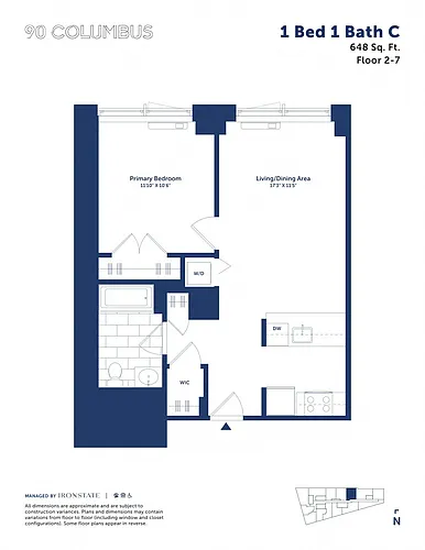 Floor plan 1 Bed 1 Bath C