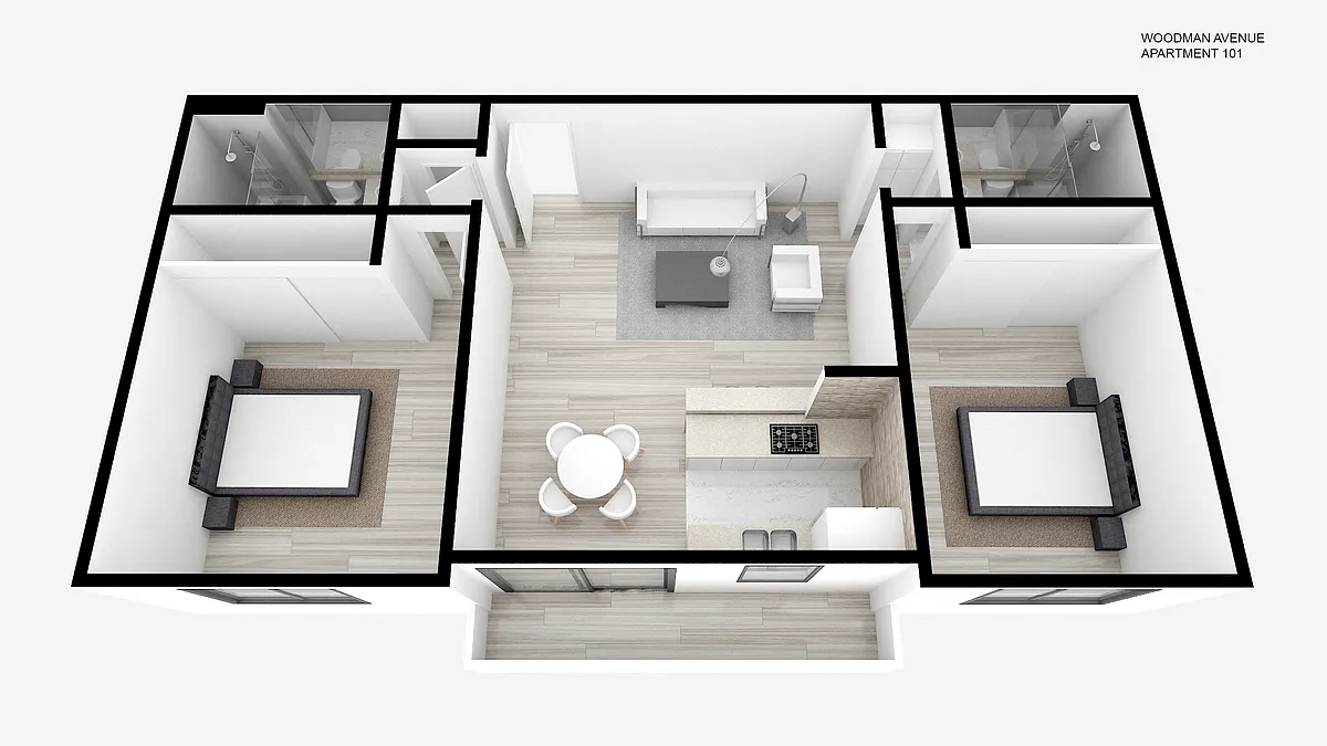 Floor plan Two Bed ~ Two Bath