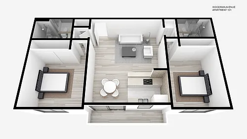 Floor plan Two Bed ~ Two Bath