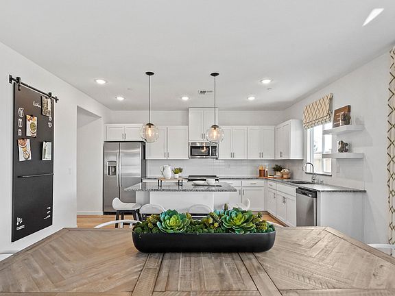 Open kitchen and dining area