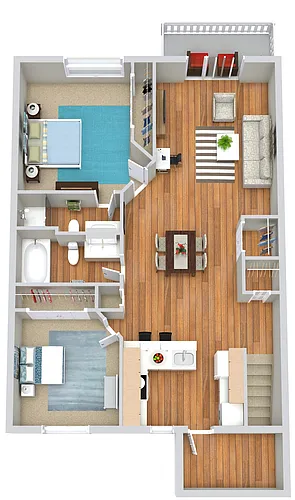 Floor plan 2 Beds | 2 Baths Upper