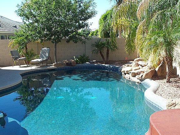 Pebble tec pool with waterfall