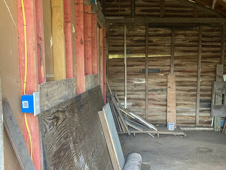 Unfinished area of shed
