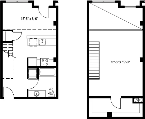 Floor plan 1 Bedroom Loft B