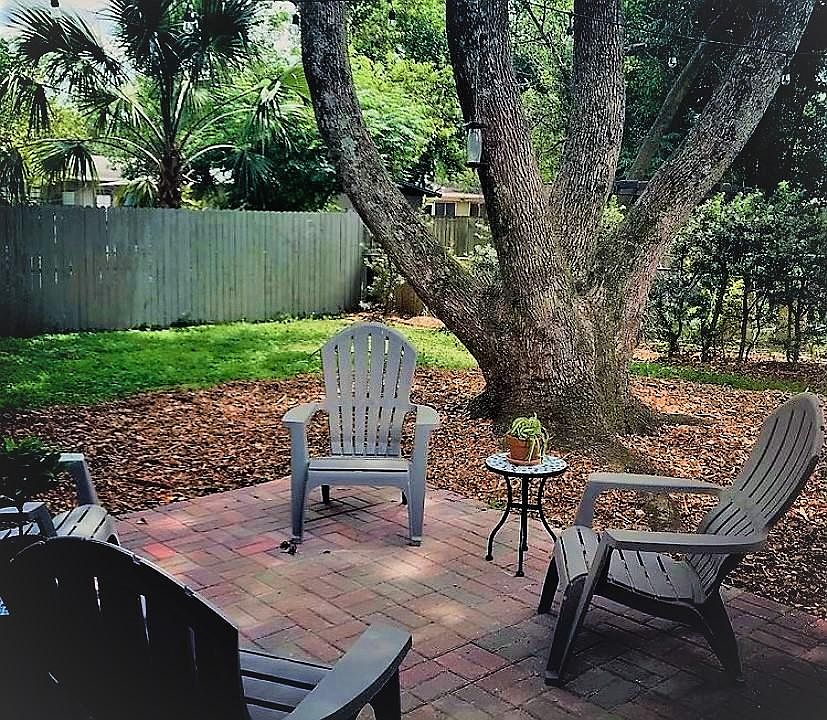 Back Yard private patio with lots of shade
