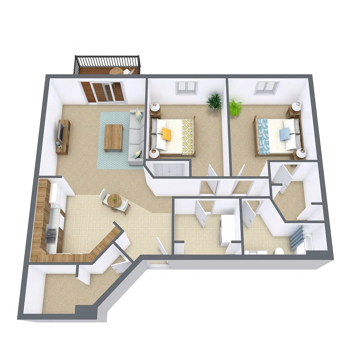 Floor plan Two Bedroom 21A