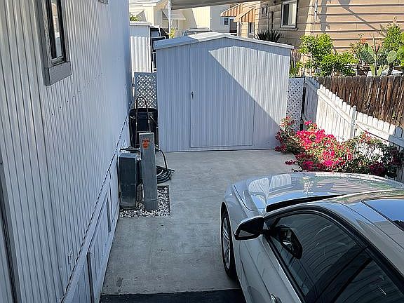 Storage shed and parking