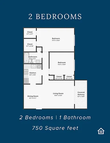 Floor plan 2 Bedroom 1 Bathroom