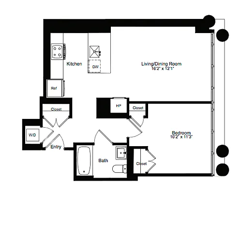 Floor plan One Bedroom G 9-13
