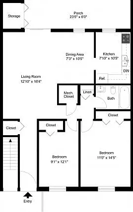 Two bedroom downstairs floor plan Two bedroom downstairs floor plan