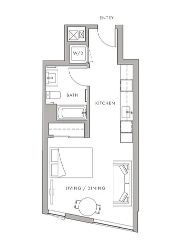 Floor plan 0BD, 1BTH S2