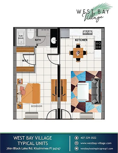 Floor plan One Bedroom, One Bathroom