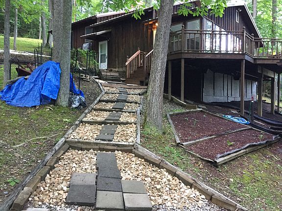 Walkway from lake to patio