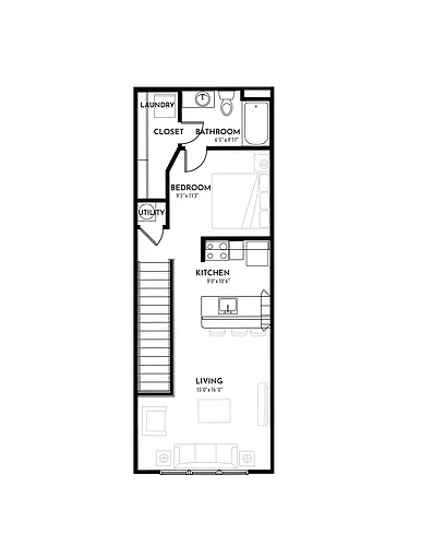 Floor plan Studio (623 SF)