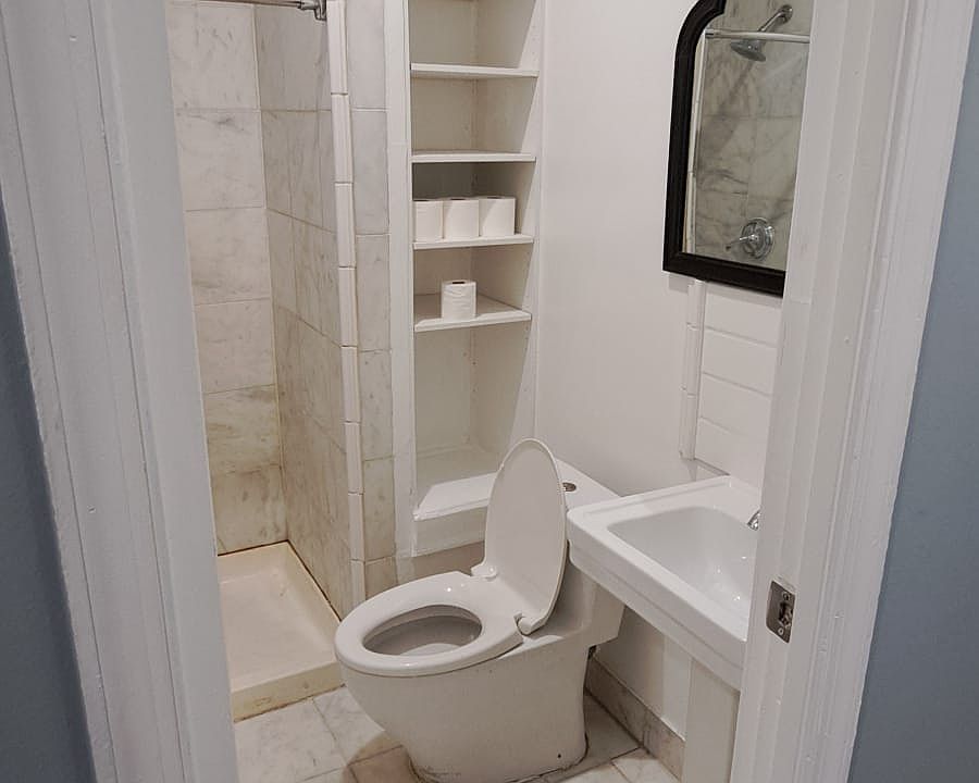 Marble tiled bathroom