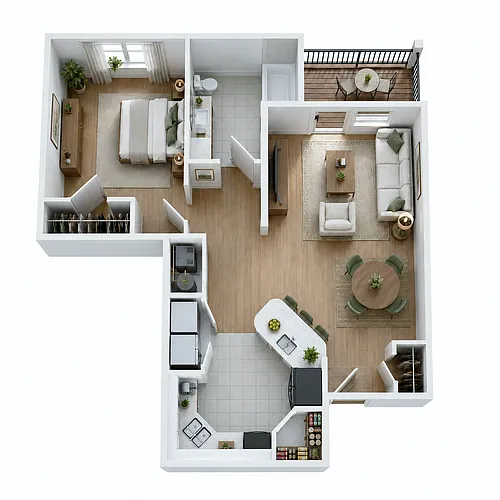 Floor plan 1 Bedroom, 1 Bathroom