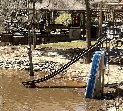 Water sliding board lakeside