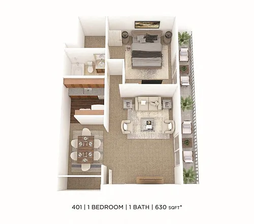 Floor plan One Bedroom-630 sqft