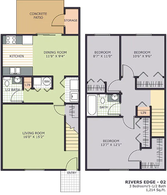Floor plan 3 Bedroom Townhome