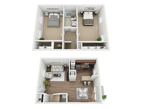 Floor plan 2 Bed Deluxe 1.5 Bath Townhome