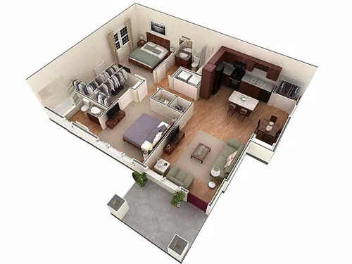 Floor plan 2 BR Designer Courtyard