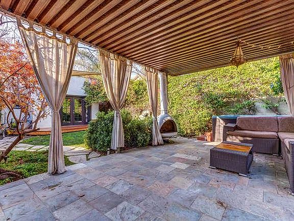 Patio with gas fireplace