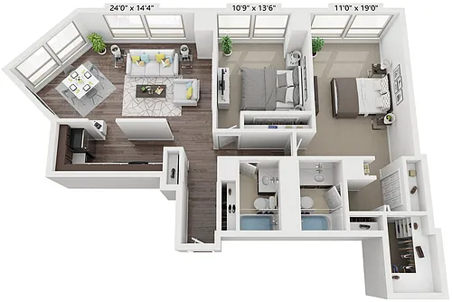 Floor plan TWO BEDROOM