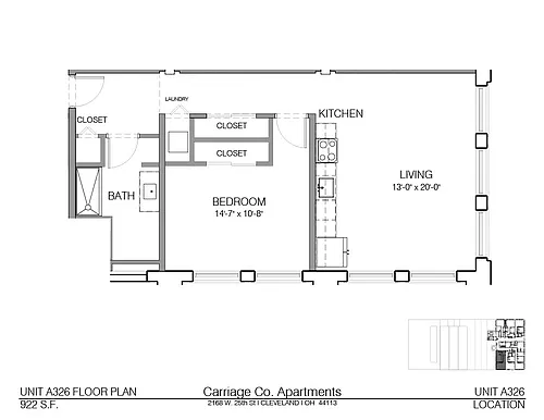 Floor plan c1-922 - 1 bed, 1 bath