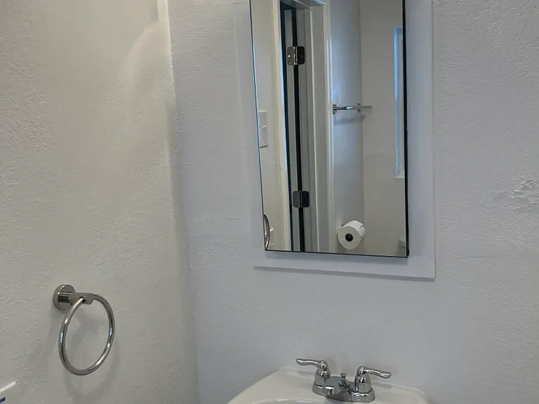 New sink, new toilet, medicine cabinet and all new bath accessories.