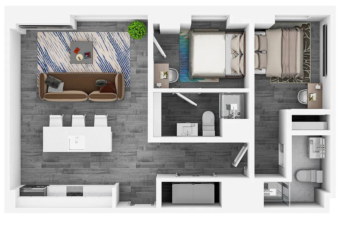 Floor plan Sky Eleven 2BR 2BA Gillioz