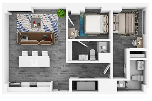 Floor plan Sky Eleven 2BR 2BA Gillioz