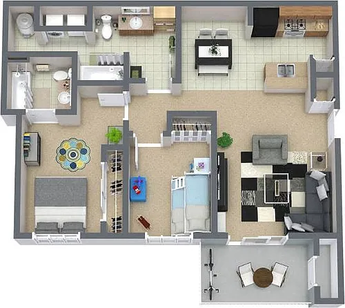 Floor plan 2x2 Renovated