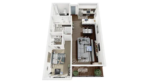 Floor plan 1 Bedroom 1 Bathroom