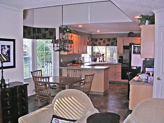 View from family room to kitchen