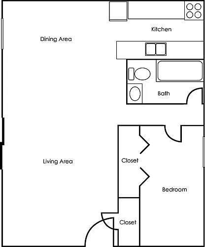 Floor plan One Bed One Bath Renovated
