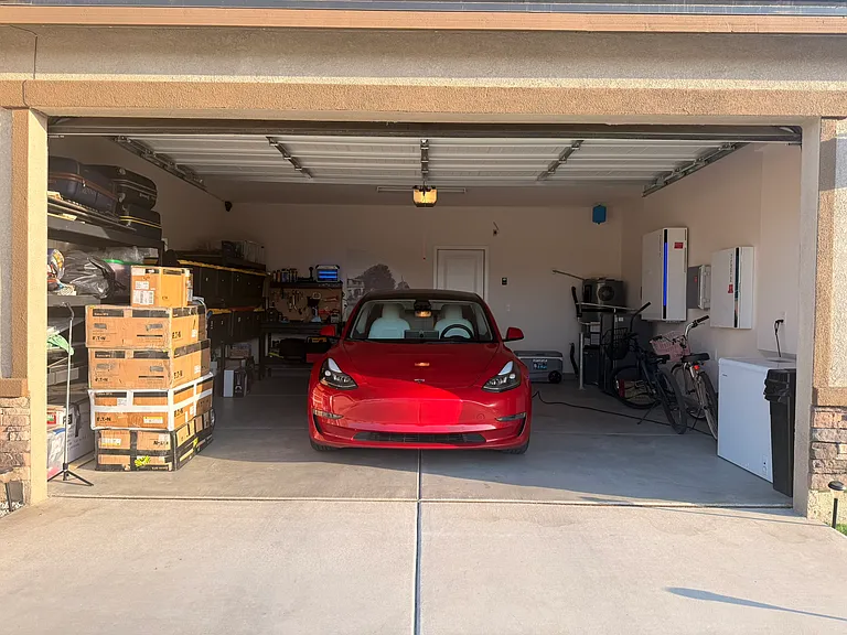 Garage
Solar + Solar battery
Garage Metal Rack organizer on the left