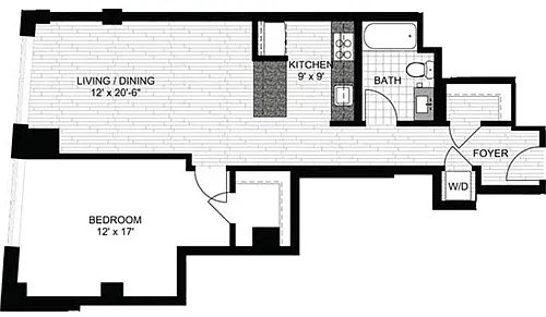 Floor plan 1 Bedroom T