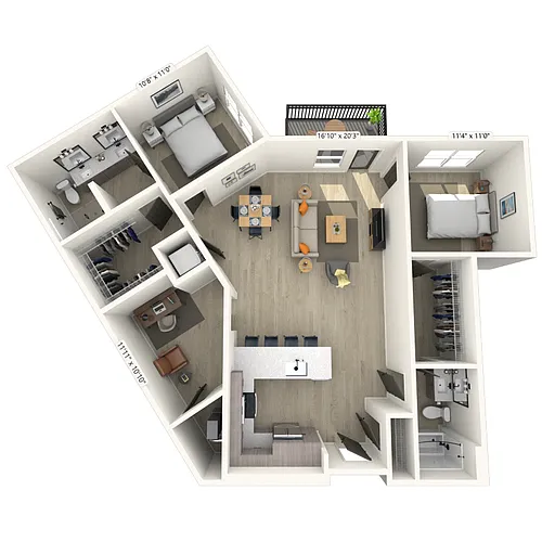 Floor plan B10 2x2 1345 SF-FP