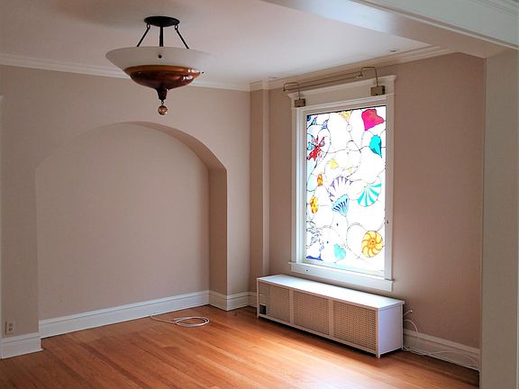 Custom stained glass window in the dining room