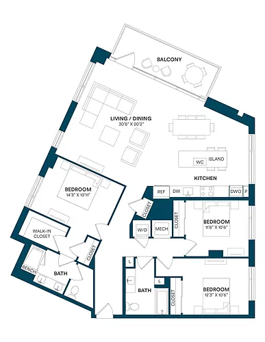 Floor plan 3 Bed/2 Bath-C TYP 05